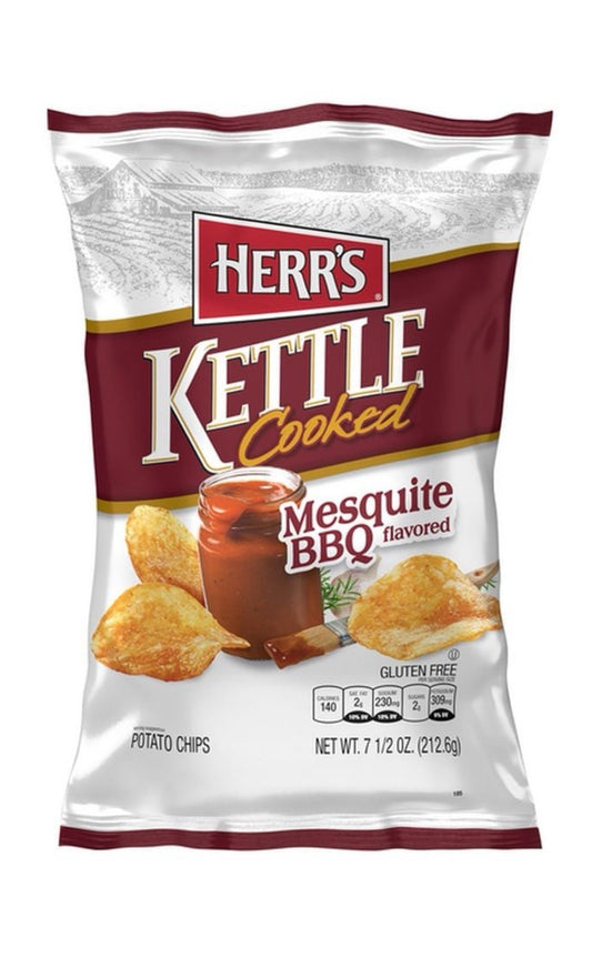 ⚫️ New Exclusive Herr’s Kettle Cooked Mesquite BBQ Barbecue Potato Chips 7.5oz