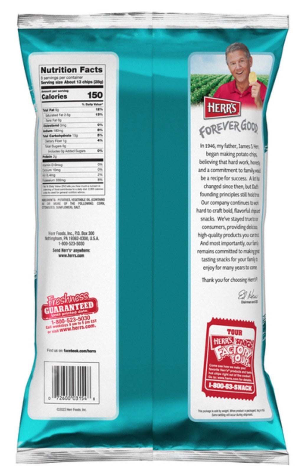 ⚫️ New Exclusive Herr’s Crisp N Tasty Original Gluten Free Potato Chips 8oz