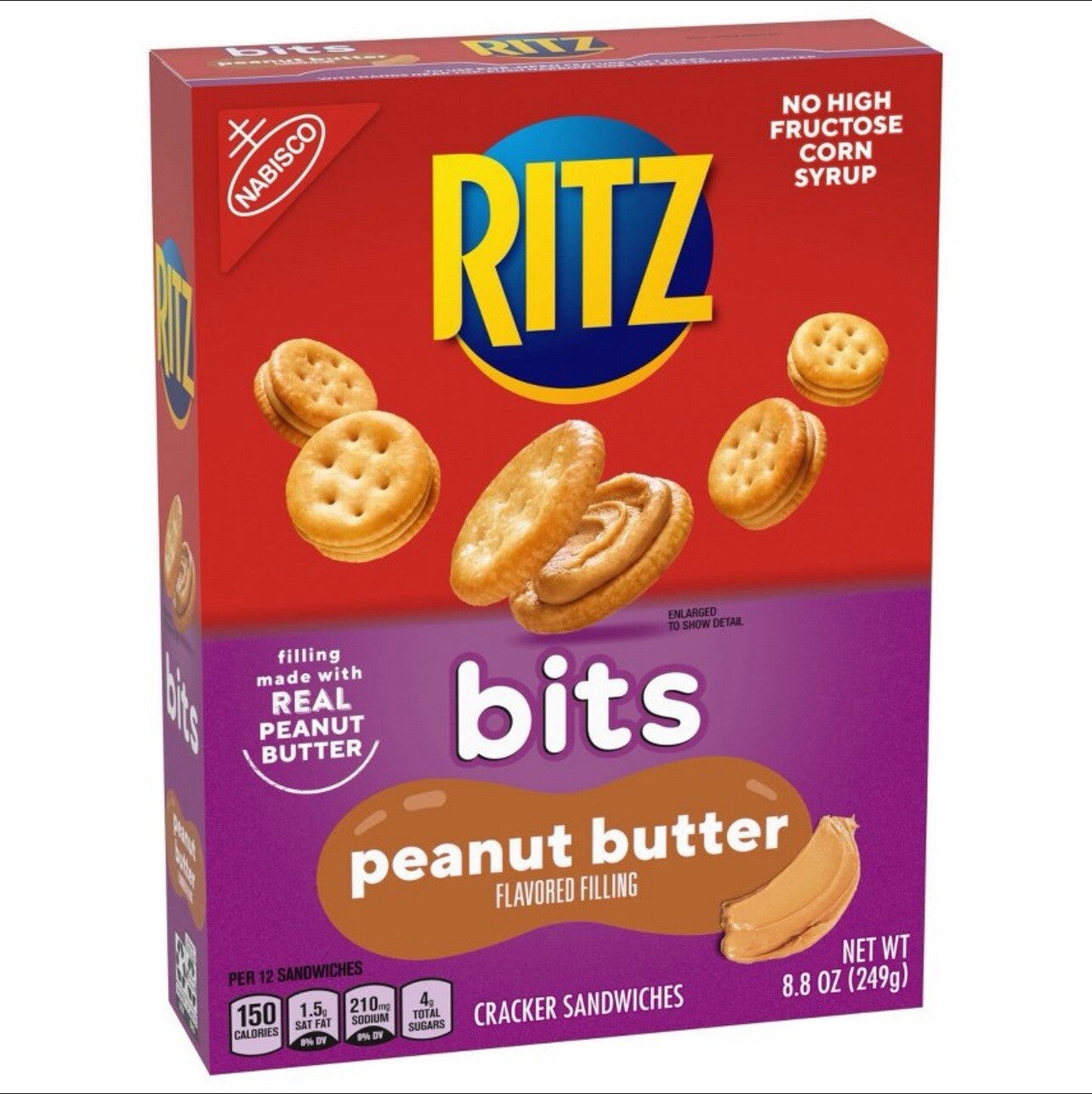 🟠 New Nabisco Minis Ritz Bits Real Peanut Butter Crackers Sandwiches 8.8oz