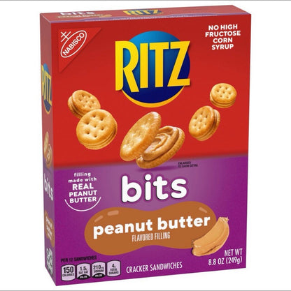 🟠 New Nabisco Minis Ritz Bits Real Peanut Butter Crackers Sandwiches 8.8oz