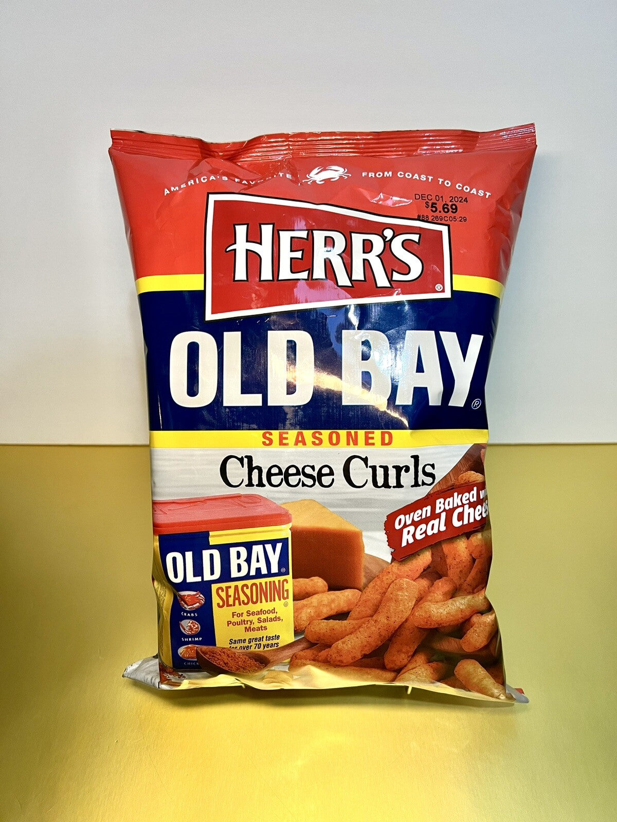 〽️ New Limited Herr's Old Bay Seasoned Maryland Cheese Cheddar Curls Bag 8.5oz
