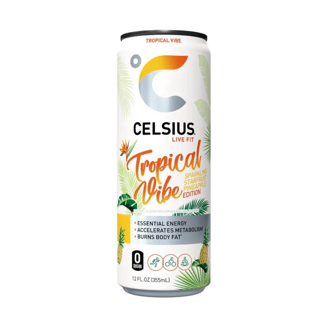 ⚫️ New Celsius Live Fit Spark Tropical Vibe Starfruit Pineapple Energy (1 Can)