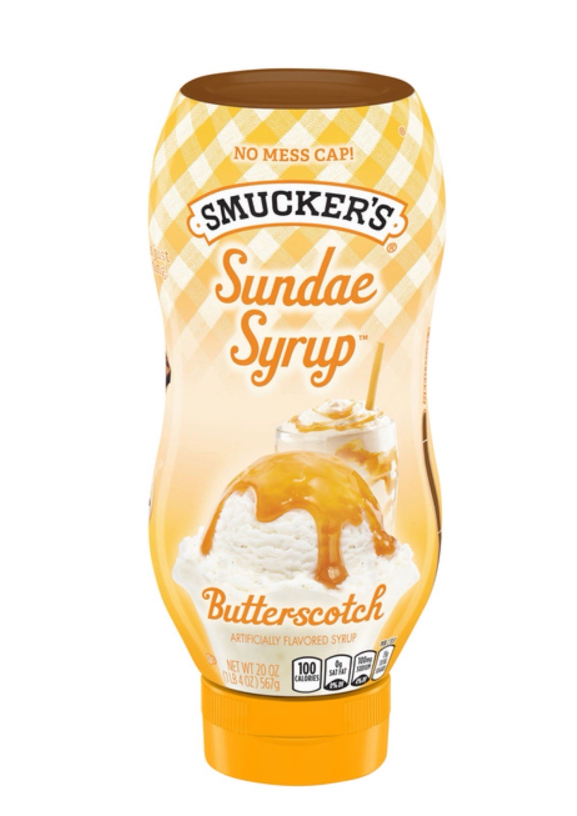 🟡New Smucker's Butterscotch Sundae Cream Milkshake Dessert Syrup 20oz-1 Bottle