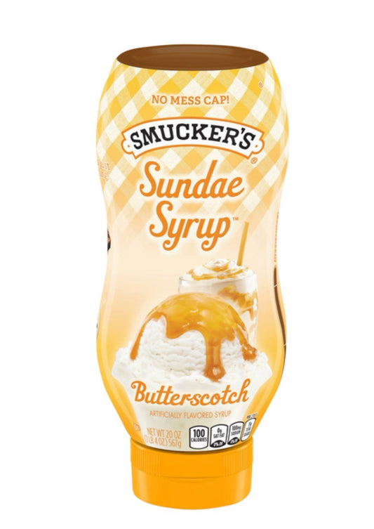 🟡New Smucker's Butterscotch Sundae Cream Milkshake Dessert Syrup 20oz-1 Bottle