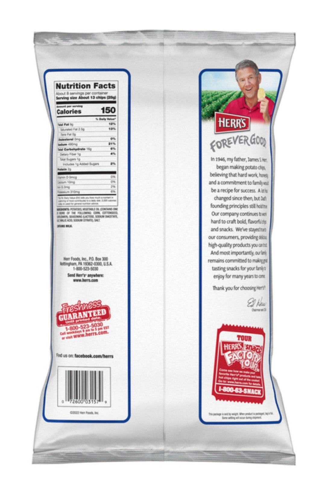 ⚫️ New Exclusive Herr’s Salt & Vinegar Gluten Free Potato Chips 7.5oz