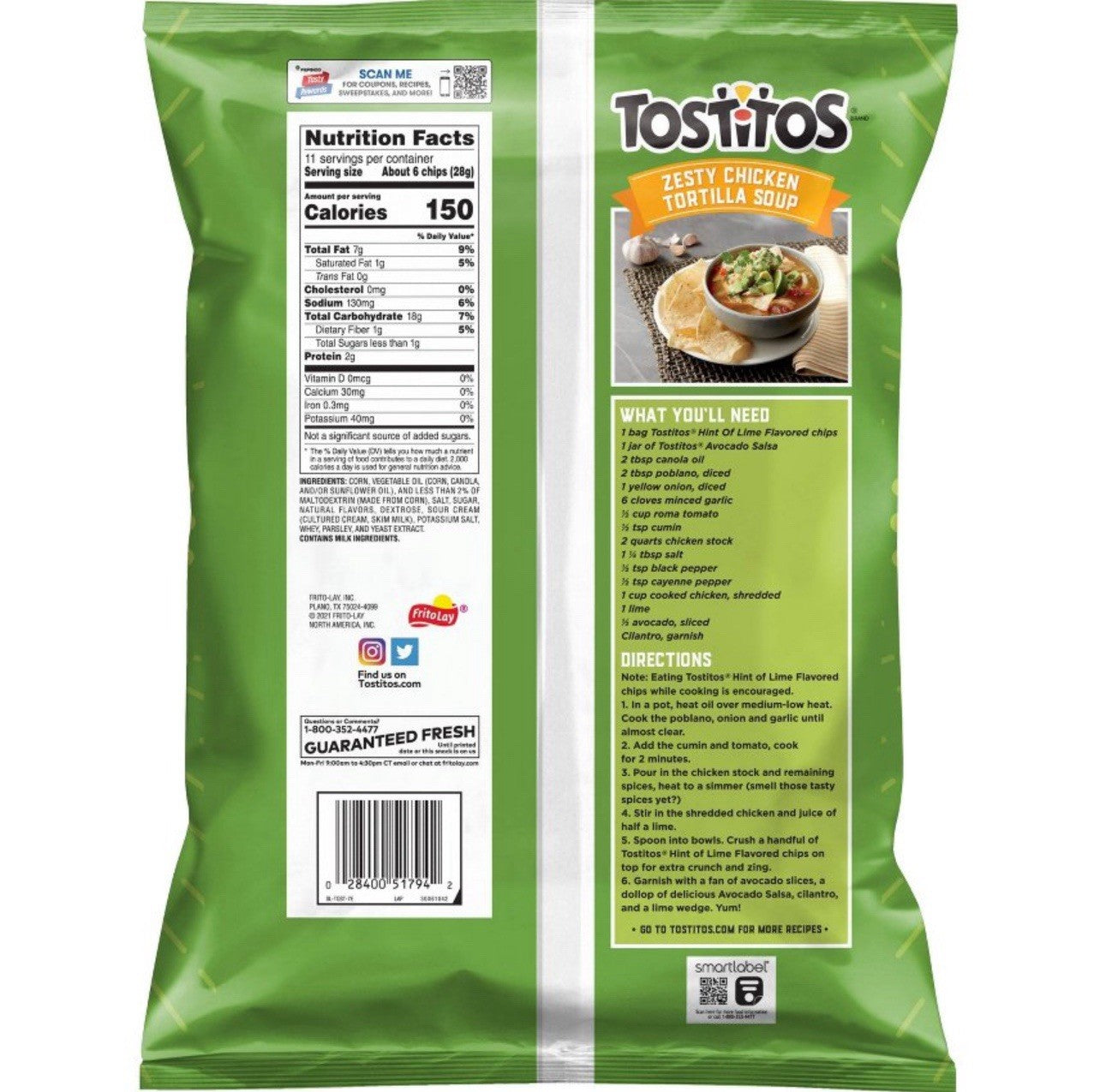 🟢 New Exclusive Tostitos HINT OF LIME Tangy Triangle Corn Tortilla Chips 11oz