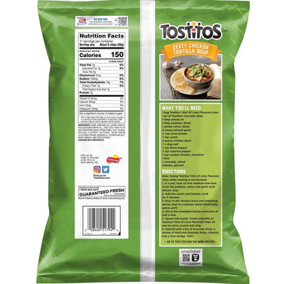 🟢 New Exclusive Tostitos HINT OF LIME Tangy Triangle Corn Tortilla Chips 11oz