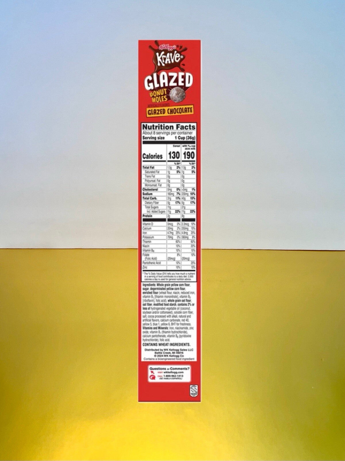〽️ New Kelloggs Krave GLAZED Donut Holes Chocolate Chunky Cereal Box 10oz