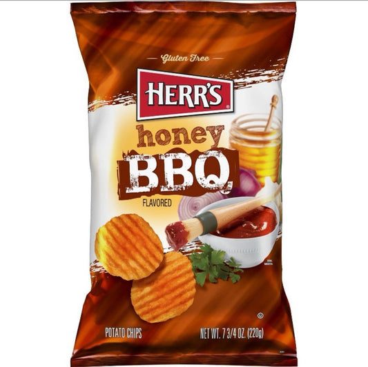 ⚫️ New Exclusive Herr’s Honey BBQ Barbecue Gluten Free Potato Chips 7.5oz