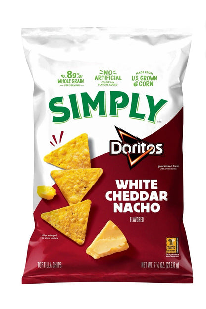 🟠 New Exclusive Simply Doritos White Cheddar Cheese Nacho Tortilla Chips 7oz