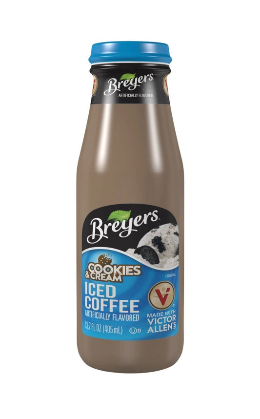 🟡New Victor Allen Breyers Cookies Cream Iced Coffee Chocolate 13.7oz (1 Bottle)