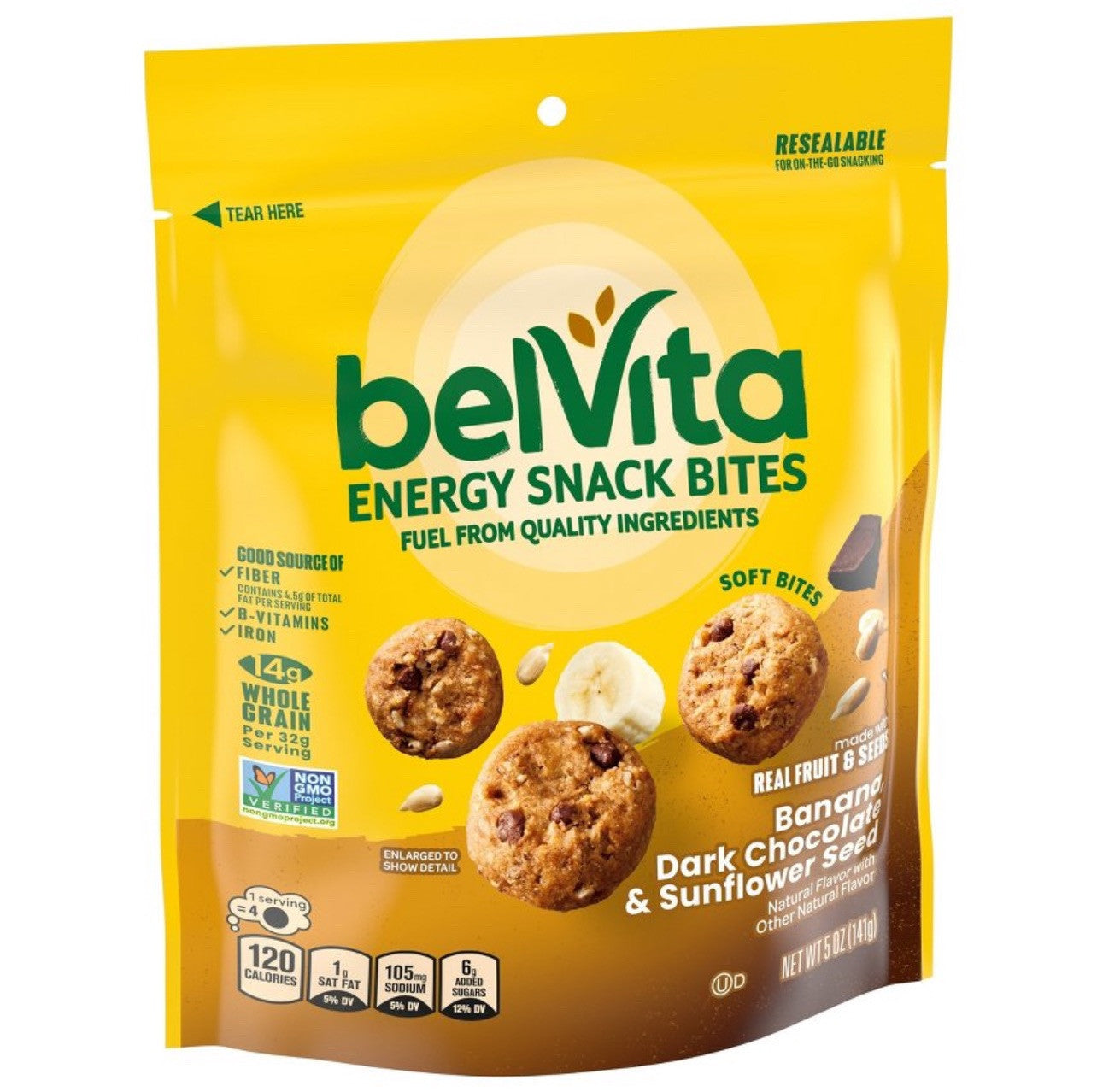⚫️ New Belvita Banana Dark Chocolate & Sunflower Seed Energy Snack Bites 5oz