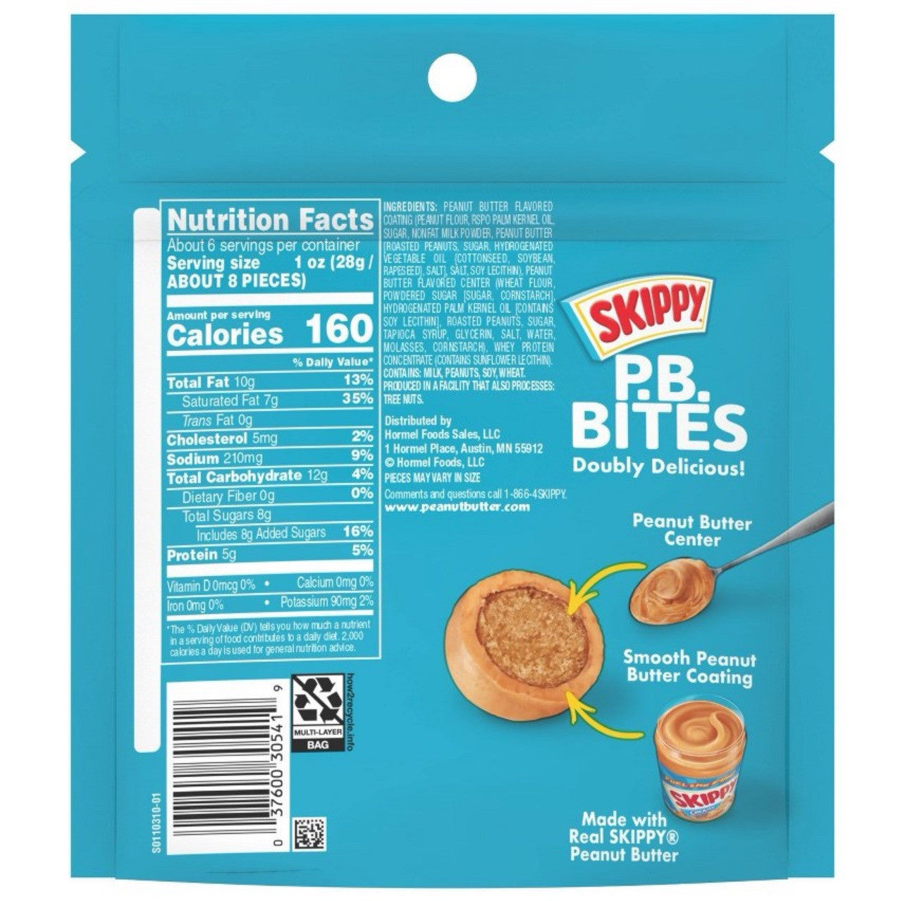 🟢New Limited Skippy PB Bites Double Peanut Butter Coating Crunchy Balls Bag 6oz