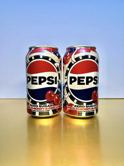 New Exclusive Pepsi Cola Zero Sugar Wild Cherry & Cream Soda 12floz (2 Cans)