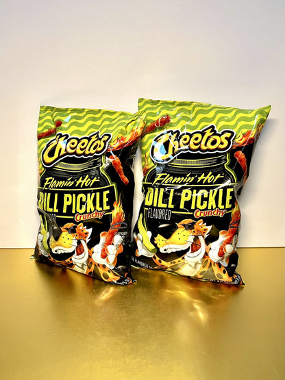 🔴 2 BAGS-New Limited Edition Cheetos Flamin Hot Dill Pickle Crunchy Bag 8.5oz