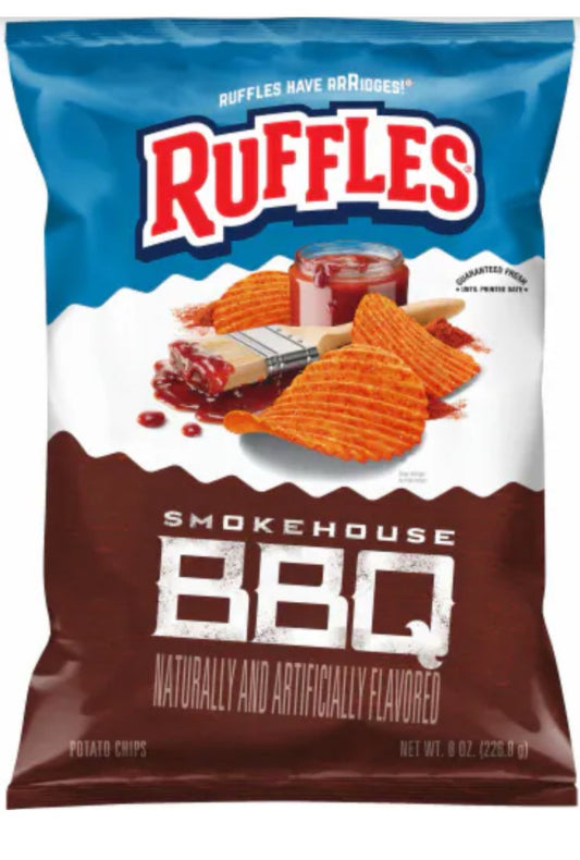 ⚫️ New Limited Edition RUFFLES Smokehouse BBQ Barbecue Smoky Potato Chips 8oz