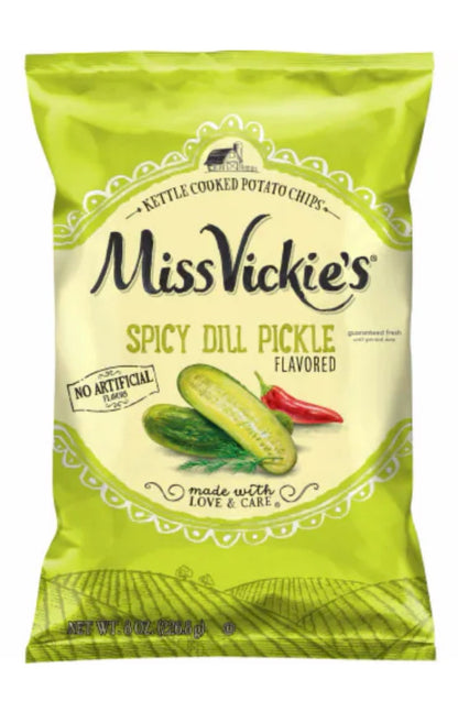 🟡 New Exclusive Miss Vickies Spicy Dill Pickle Cooked Potato Chips 8oz