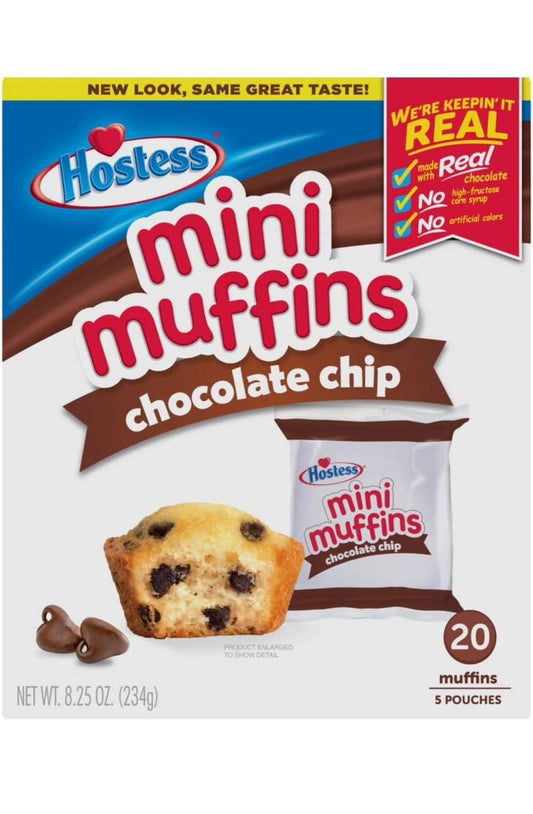 ⚫️ New Hostess Mini Muffins Chocolate Chip Snack Pastries 8.25oz