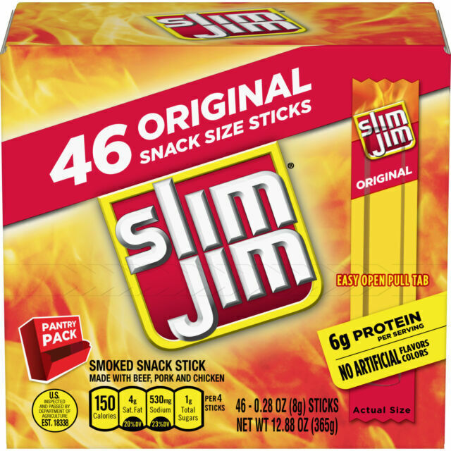 🔵 New Slim Jim Vlasic Dill Pickle Smoked Snack 6g Protein 3.92oz (26 Sticks)